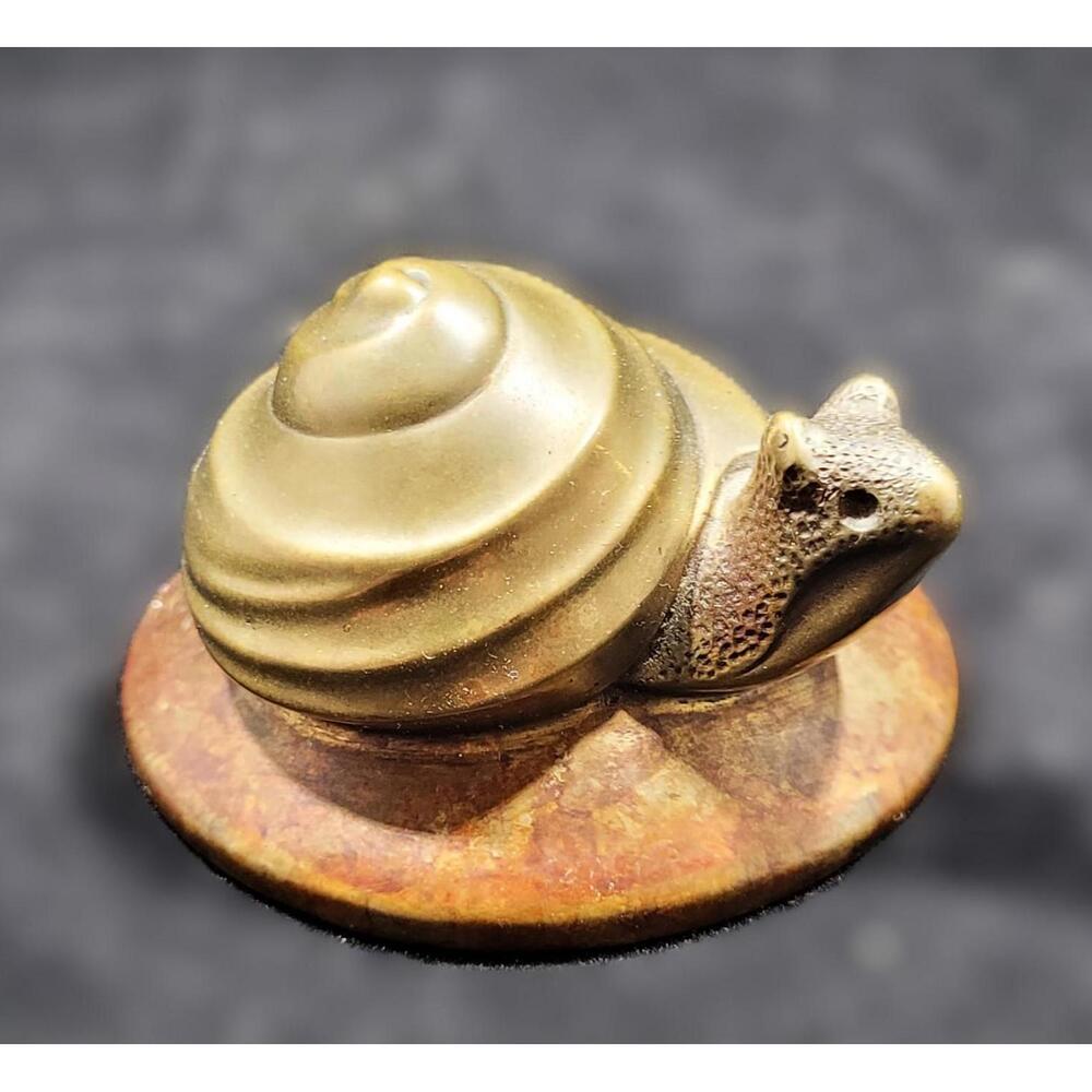 Vintage Cast Bronze Snail Figurine Paperweight - Marked RA 97